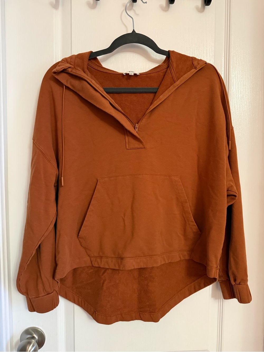Knix Good To Go Oversized Half Zipper Hoodie in Caramel Brown Size S